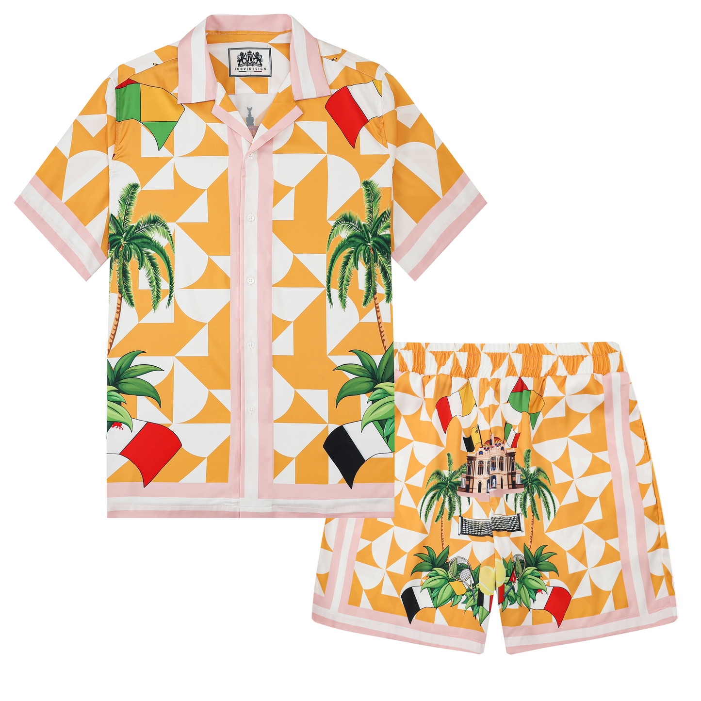 Retro Palace Tennis Coconut Pattern Waistband Shorts