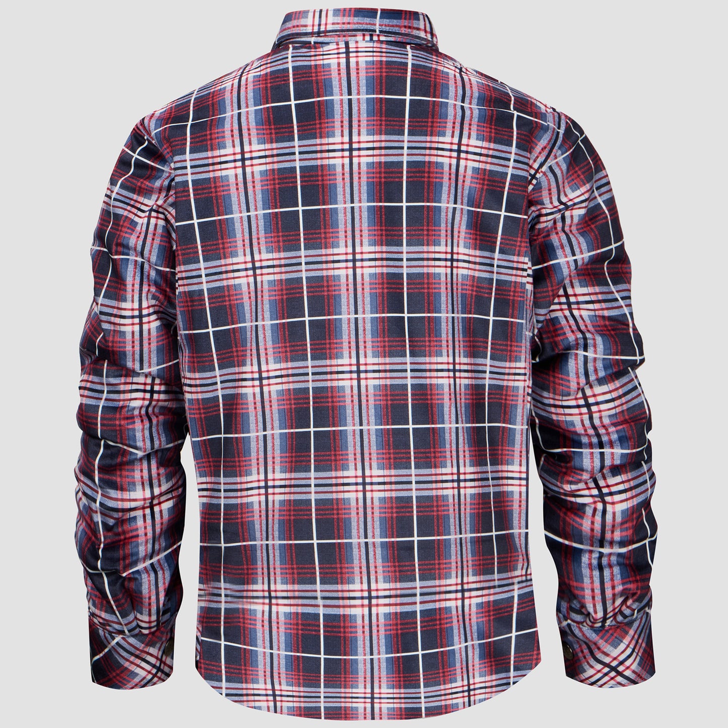 Flannel Plaid Button Shirt Lumber Jacket - White Red