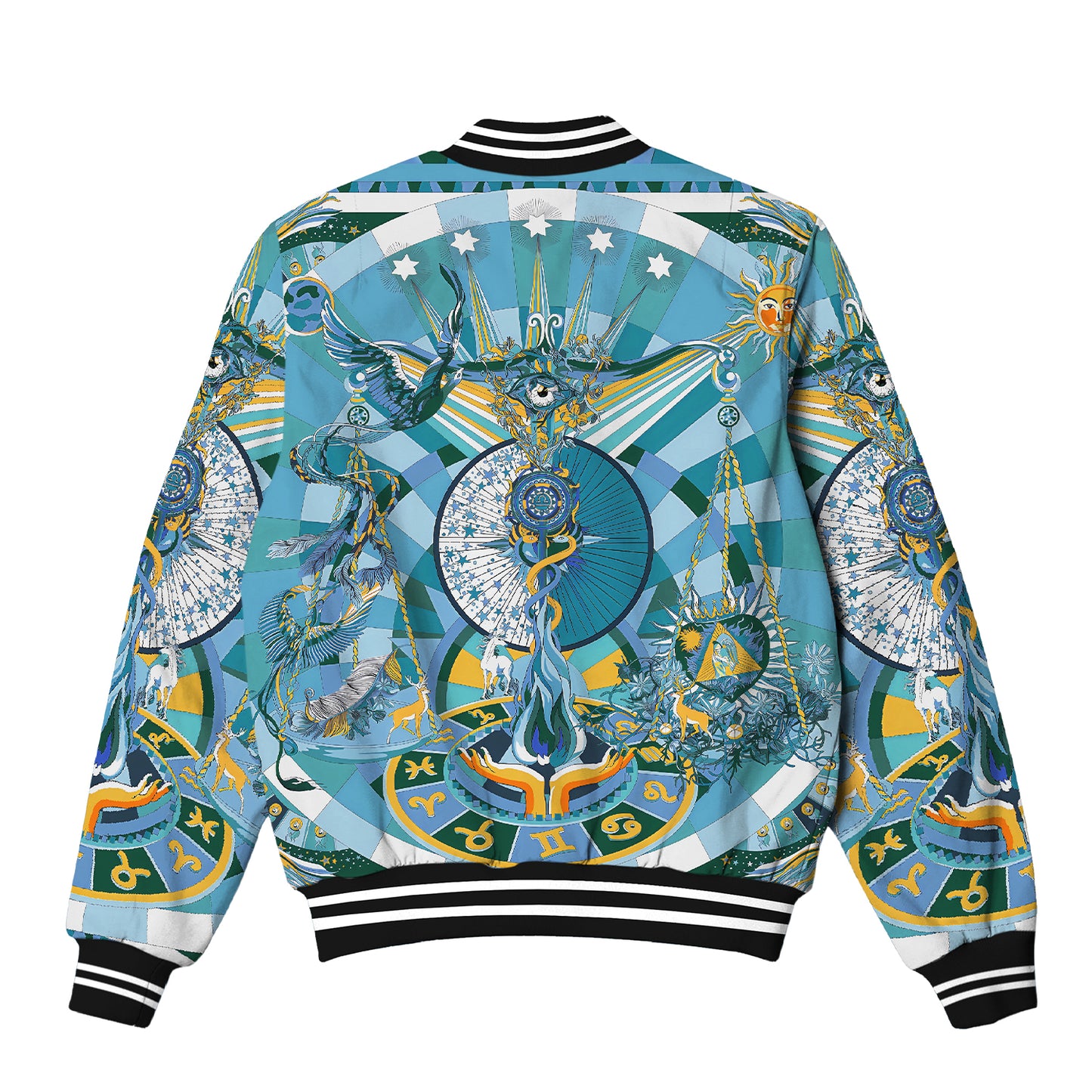 Libra Print Pattern Bomber Jacket