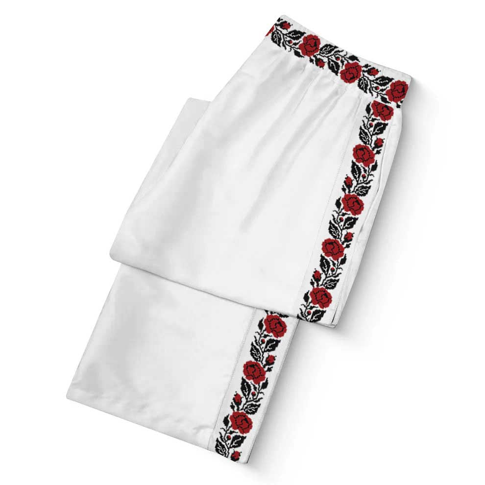 Floral Pattern Print Casual Trousers With Elastic Waistband