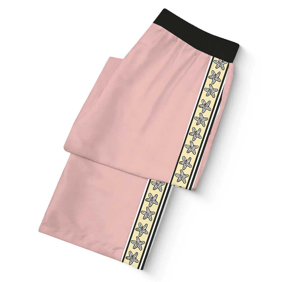 Pink Goddess Statue Pattern Casual Trousers With Elastic Waistband