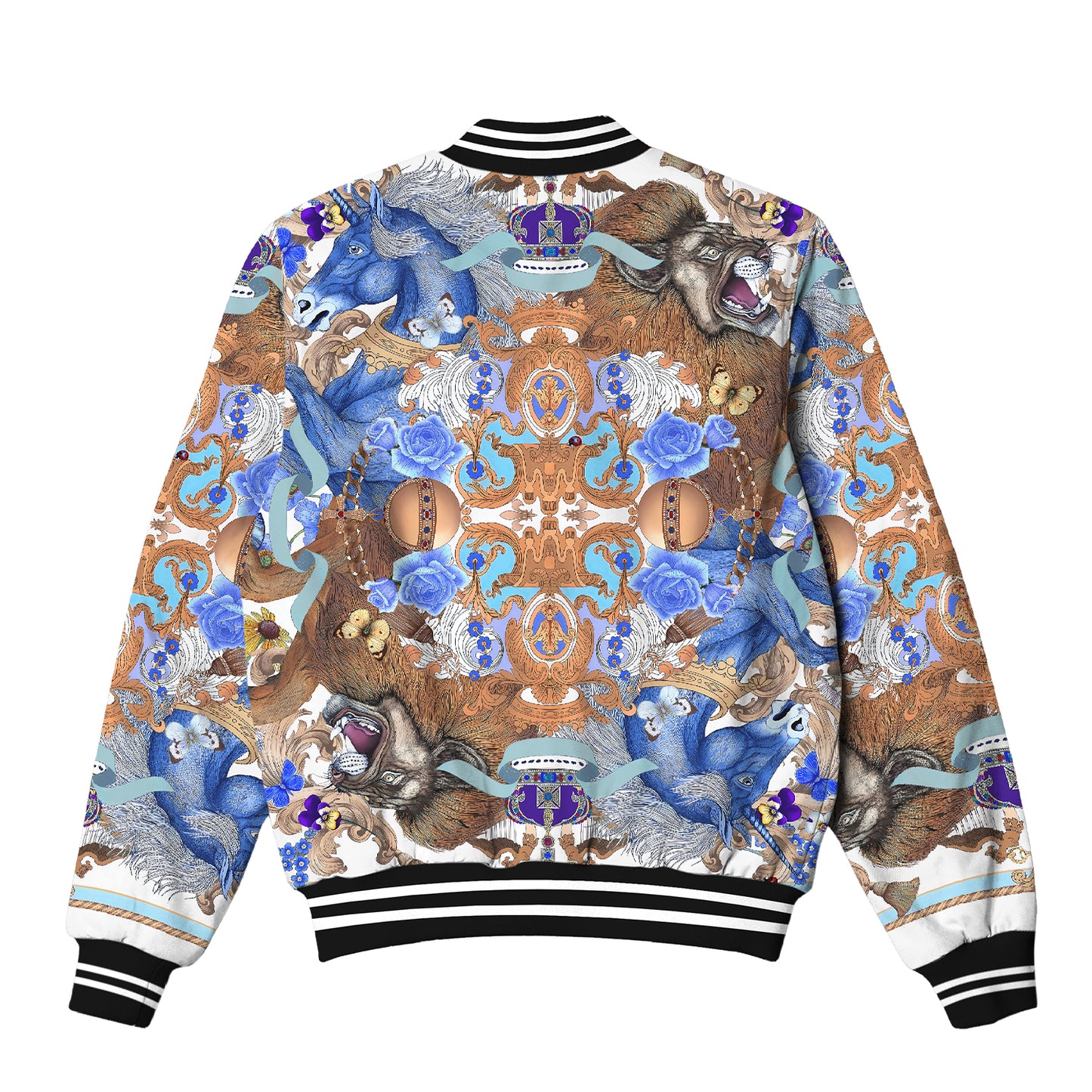 Natural Style Blue Bomber Jacket