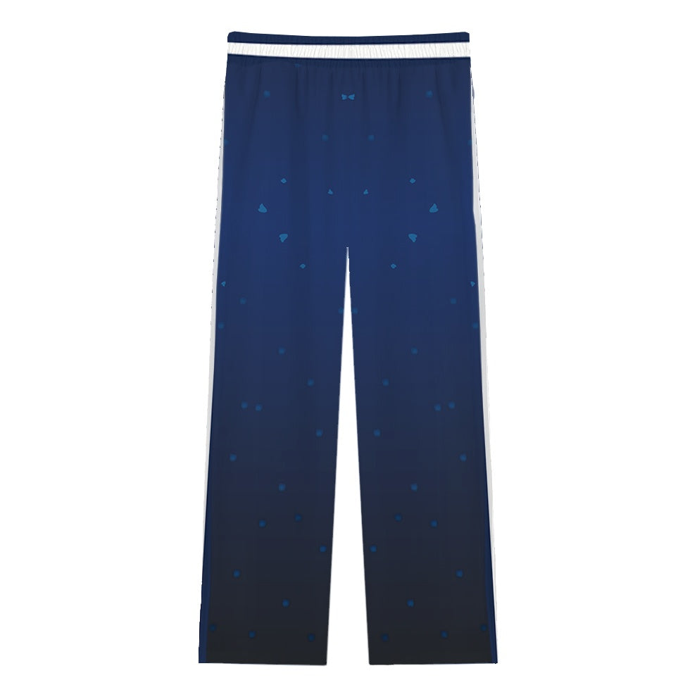 Men’s Tropical Wave Print Casual Trousers With Elastic Waistband