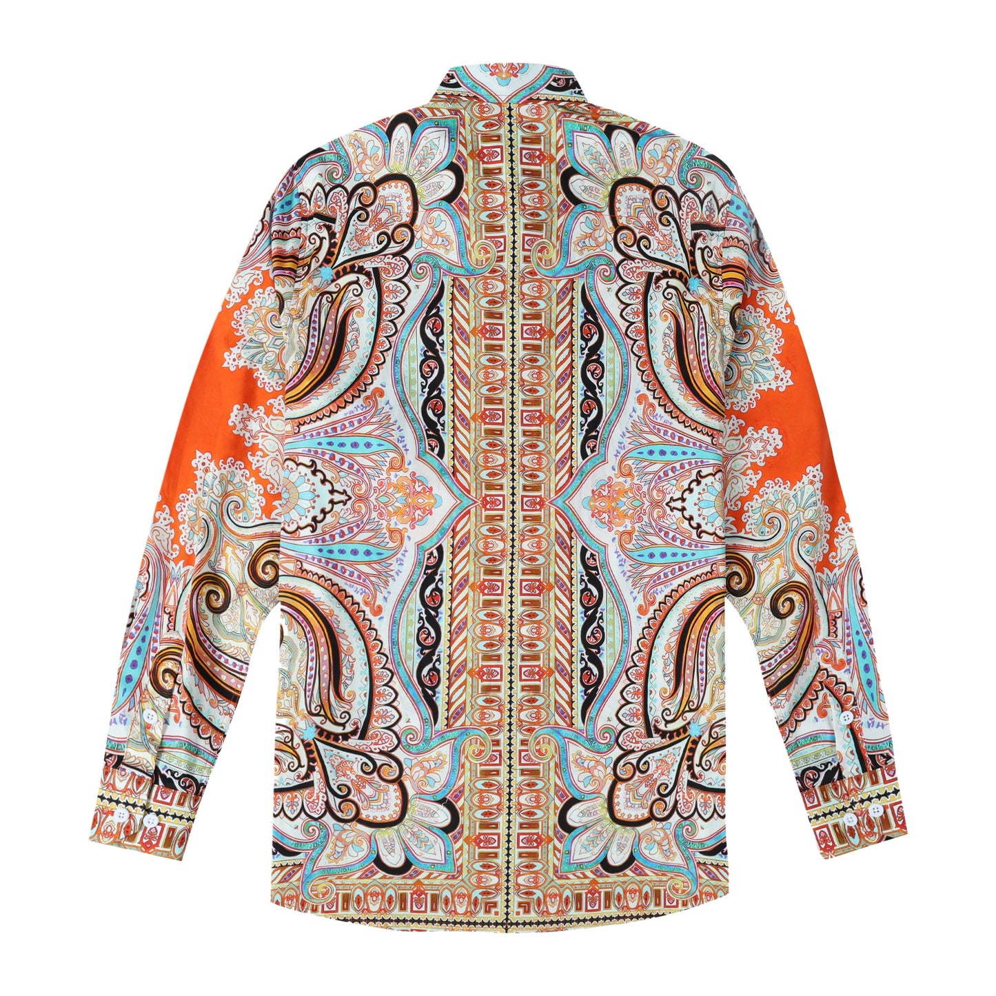 Boho Paisley Pattern Long Sleeve Button Down Casual Shirt Jonvidesign