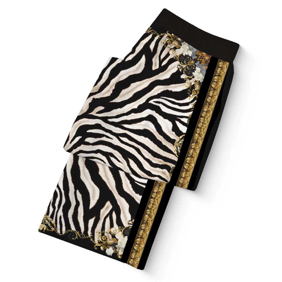 Wild Zebra Pattern Casual Trousers With Elastic Waistband