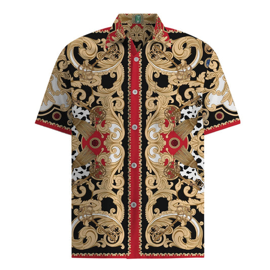 Golden Baroque Short Sleeve Shirt for Men Jonvidesign