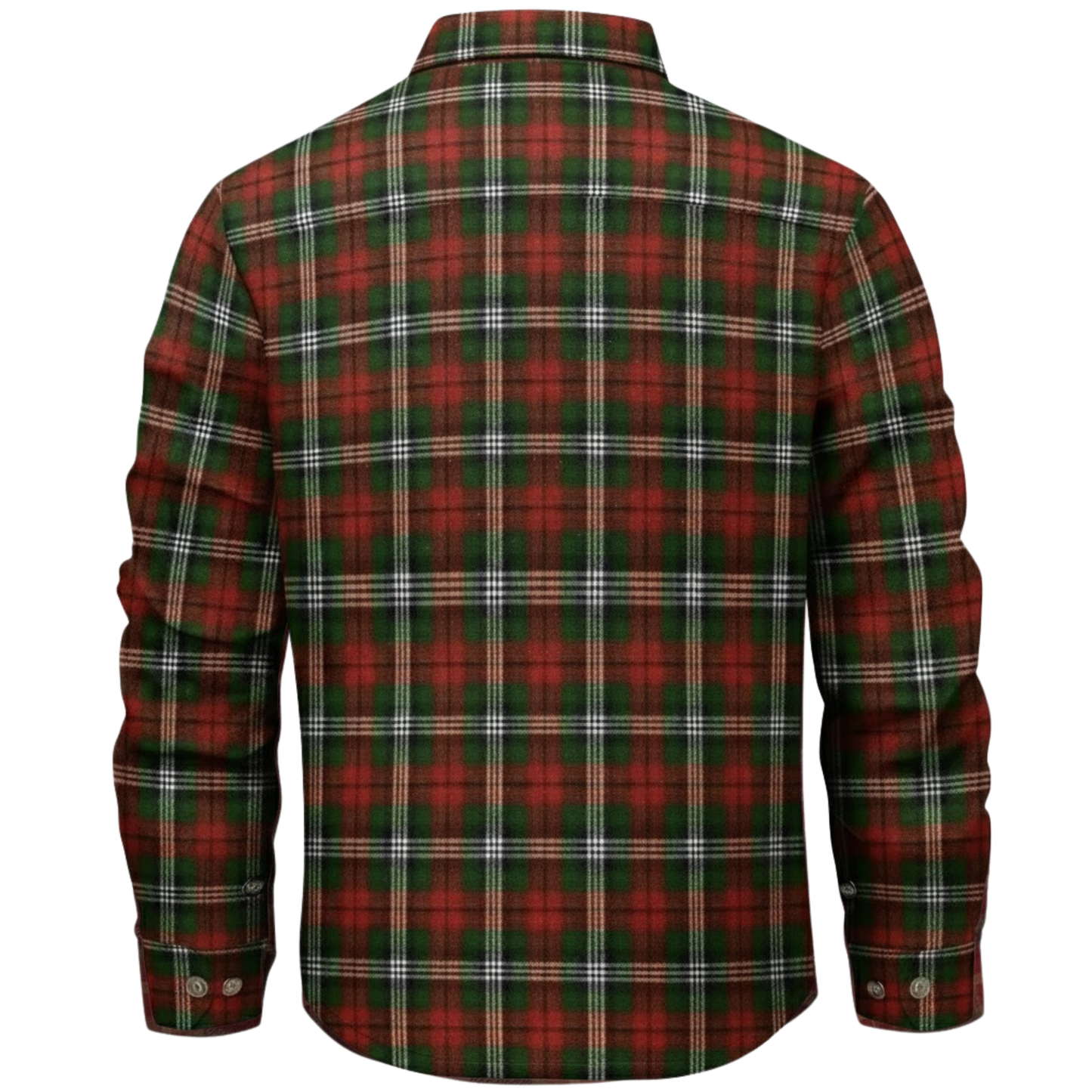 Red-Green Plaid Button Down Flannel Jacket