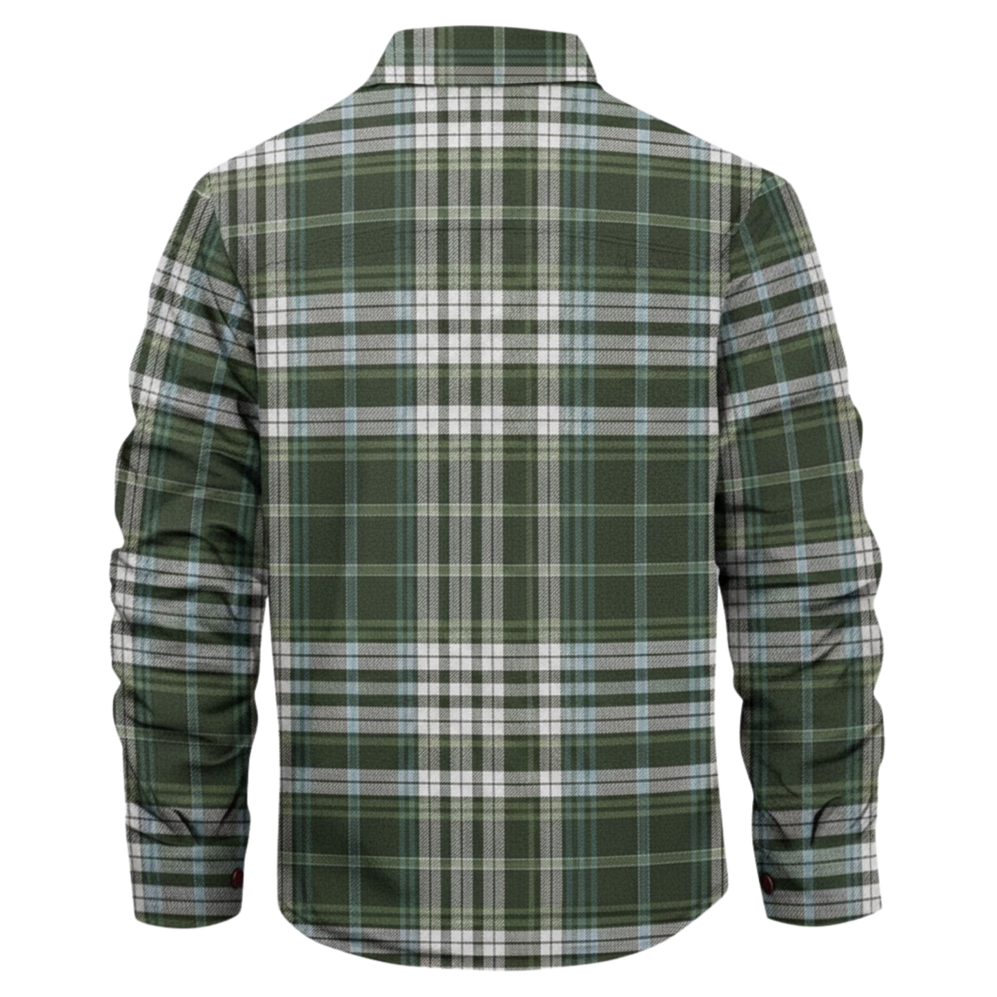 Green-White Plaid Button Down Flannel Jacket