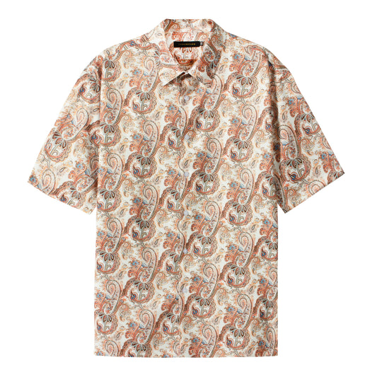 Paisley Pattern Short Sleeve Camp Shirt for Men Jonvidesign