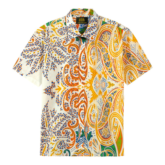 Paisley Pattern Short Sleeve Vacation Shirt for Men Jonvidesign