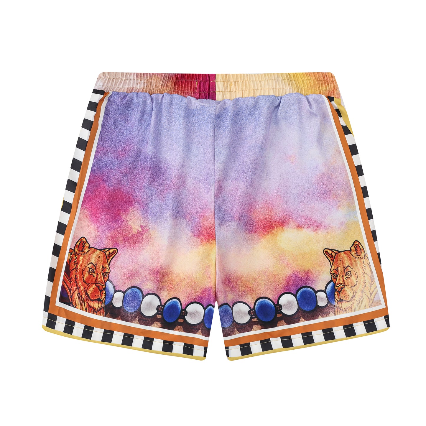 Casino Pattern Silk Fiber Waistband Shorts