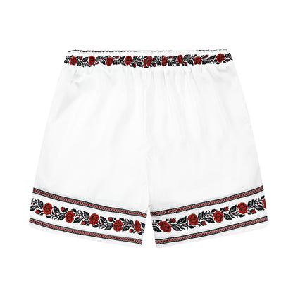 Floral Pattern Cherry Printed Waistband Shorts