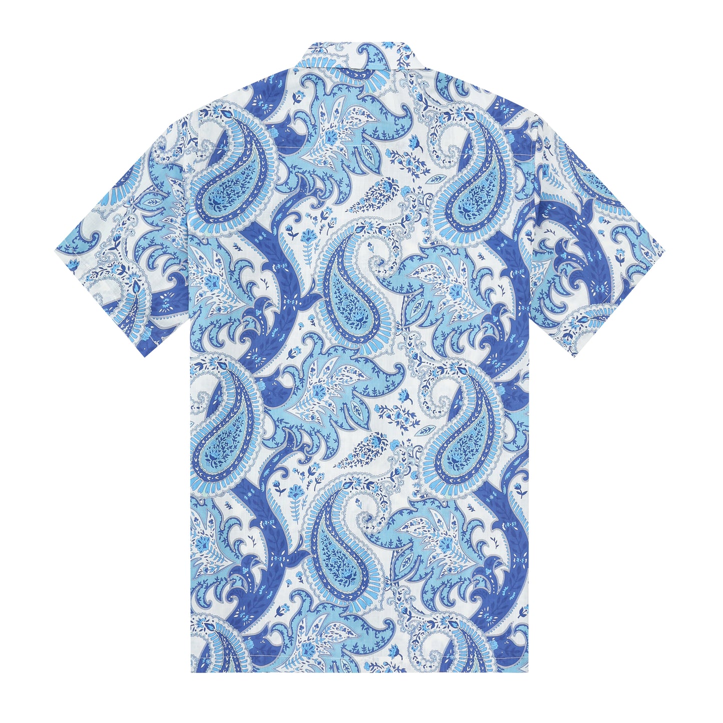Blue Paisley Pattern Short Sleeve Sports Shirt Festival Wear