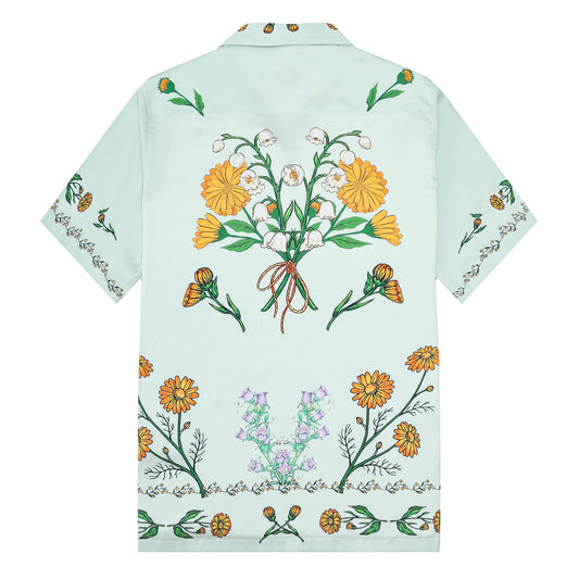 Summer Daisy Floral Pattern Camp Collar Casual Shirt for Men