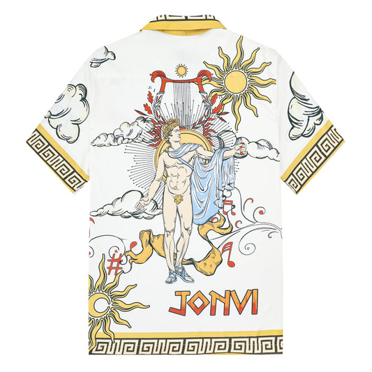 Greek God Sun Pattern Camp Collar Casual Shirt for Men