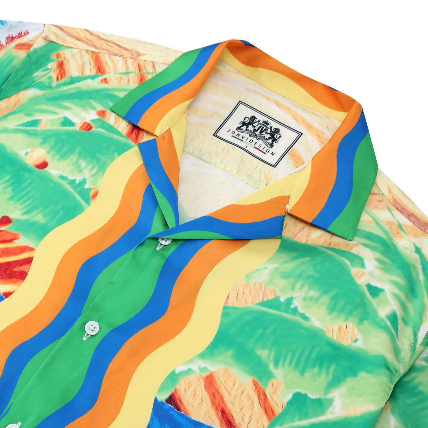 Hawaii Coconut Tree Pattern Short Sleeve Camp Collar Shirt