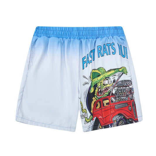 Mouse Drive Print Elastic Waistband Summer Casual Shorts