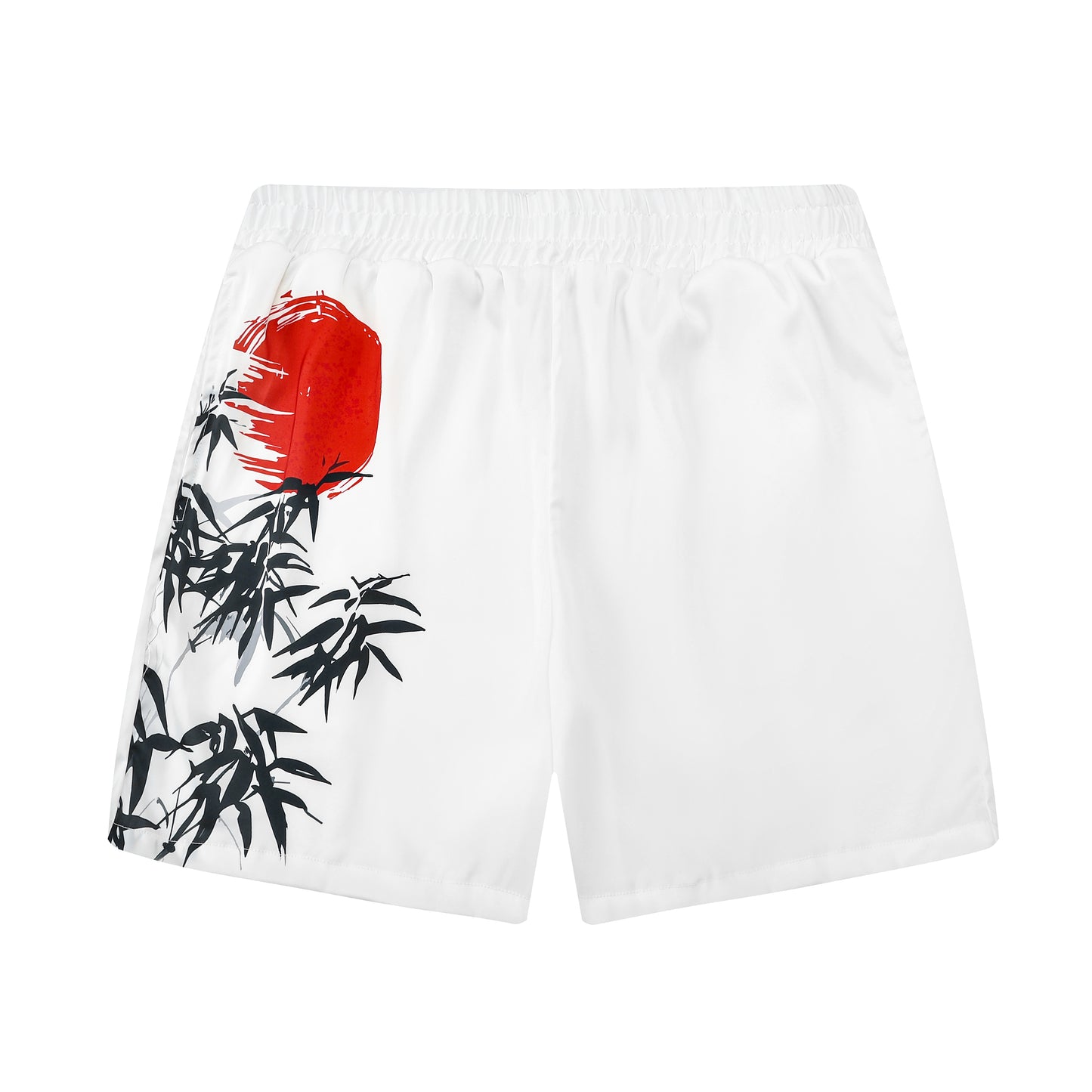 Sun Bamboo Combination Print Elastic Waistband Summer Casual Shorts