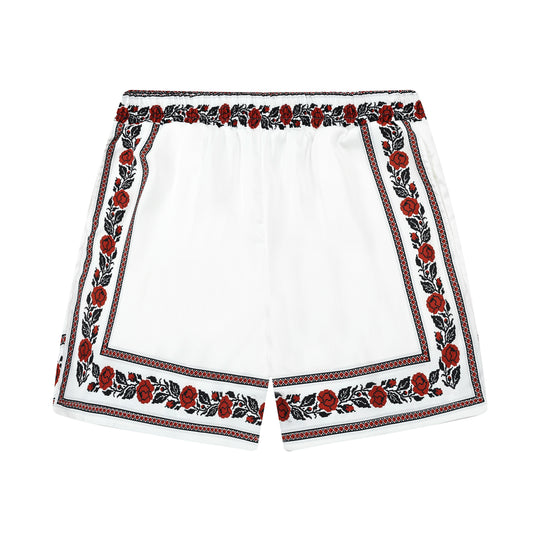 Floral Pattern Cherry Printed Waistband Shorts