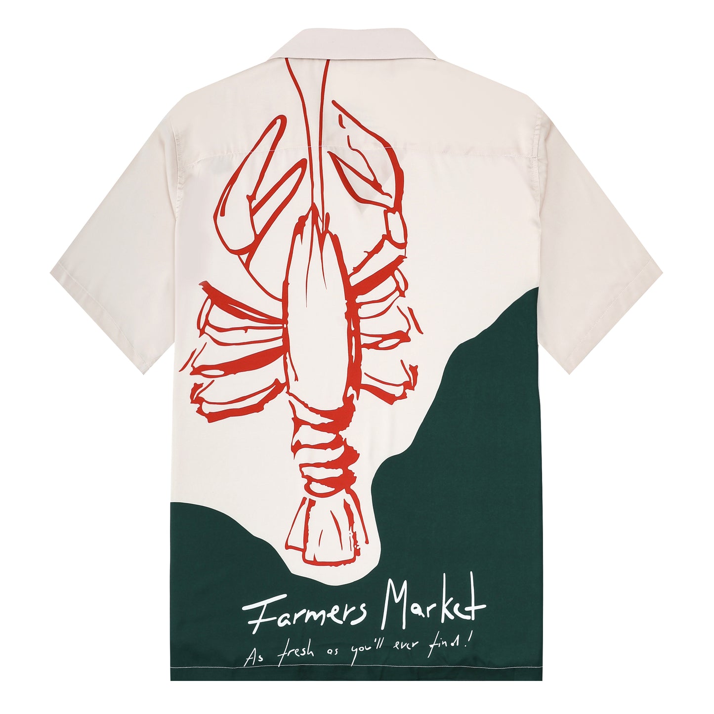 Forest Green Lobsters Pattern Short Sleeve Camp Collar Shirt