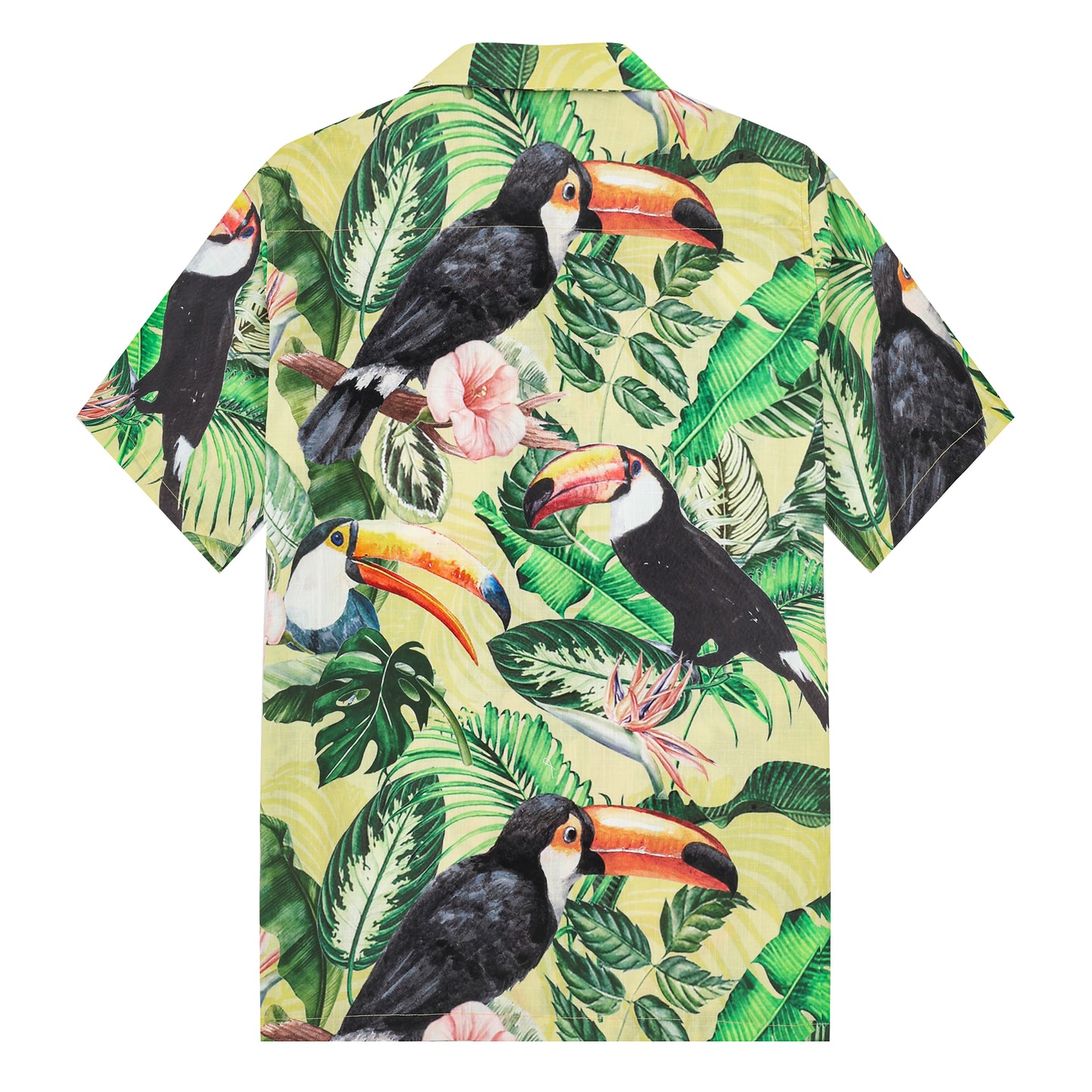 Tropical Leaves Print Camp Collar Short Sleeve Shirt