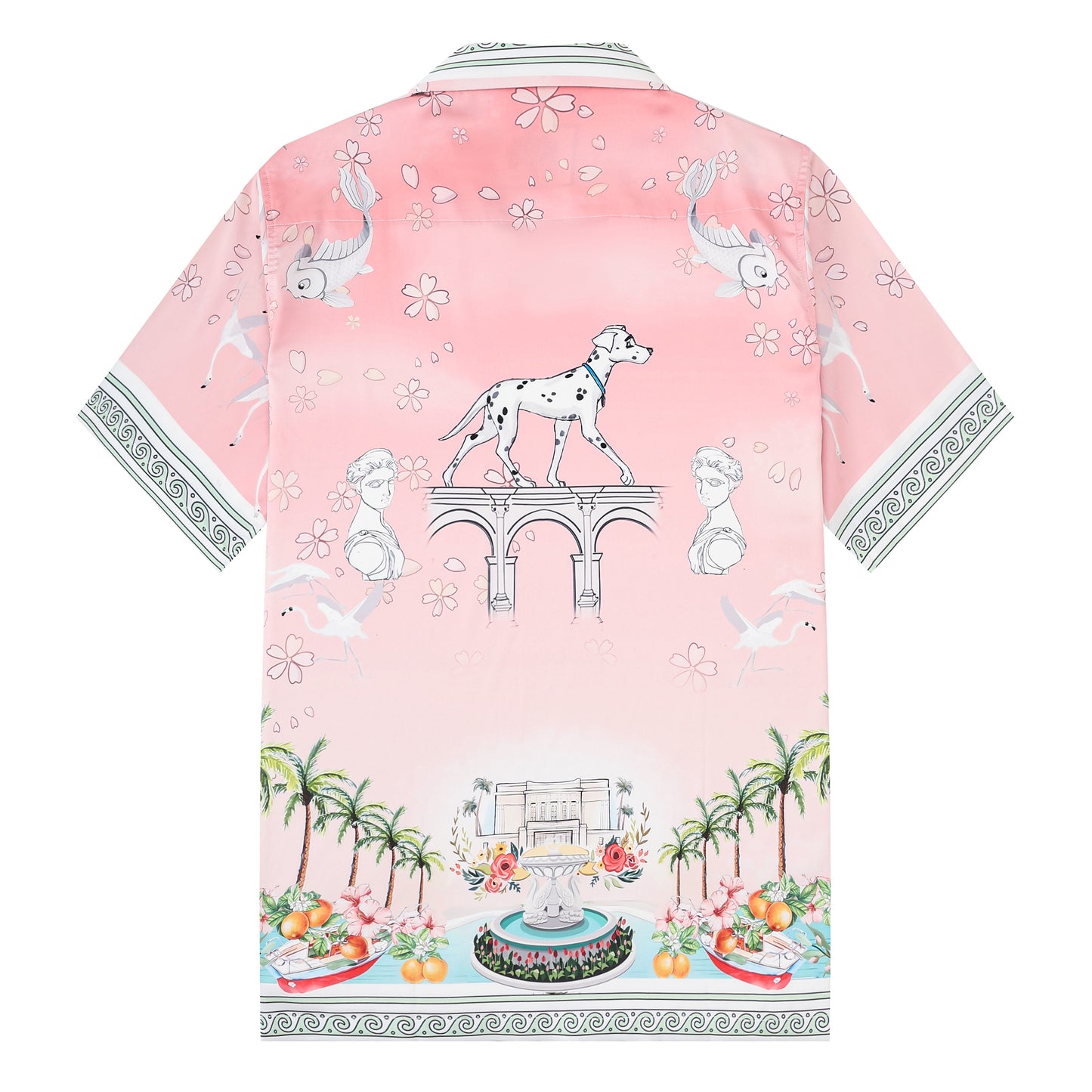 Retro Palace Spotted Dog Print Short Sleeve Camp Collar Shirt
