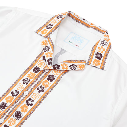 Hawaiian Tiki Themed Pattern Short Sleeve Camp Collar Shirt