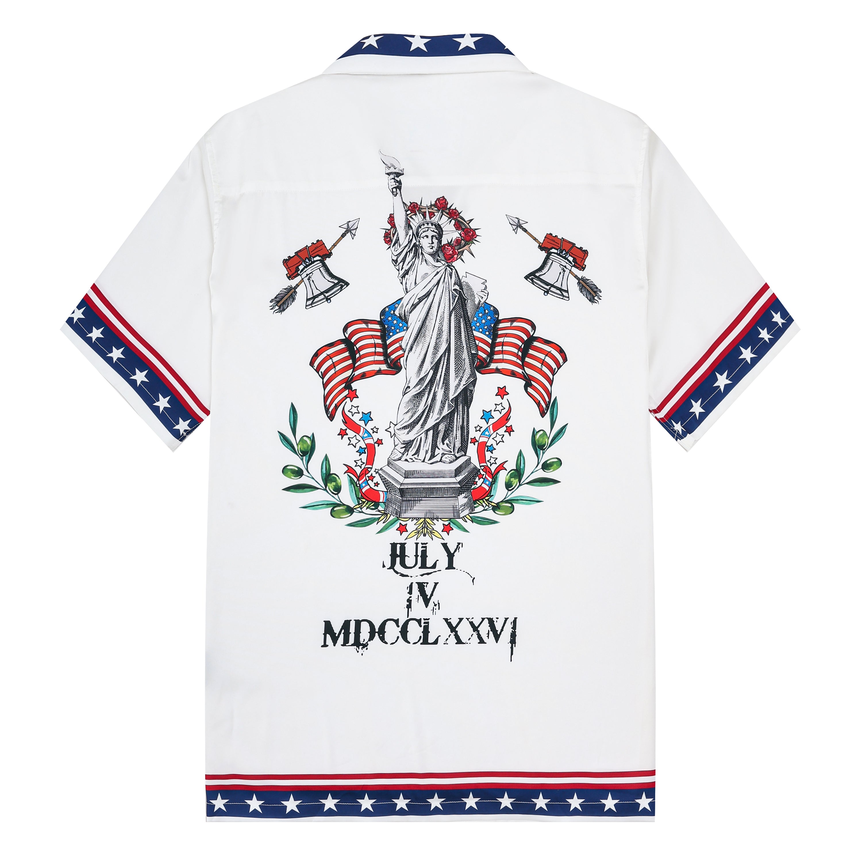 Statue of Liberty Pattern Camp Collar Casual Shirt for Men – Jonvidesign