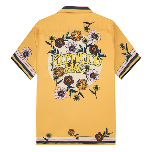 Fleetwood Mac Floral Pattern Camp Collar Casual Shirt for Men