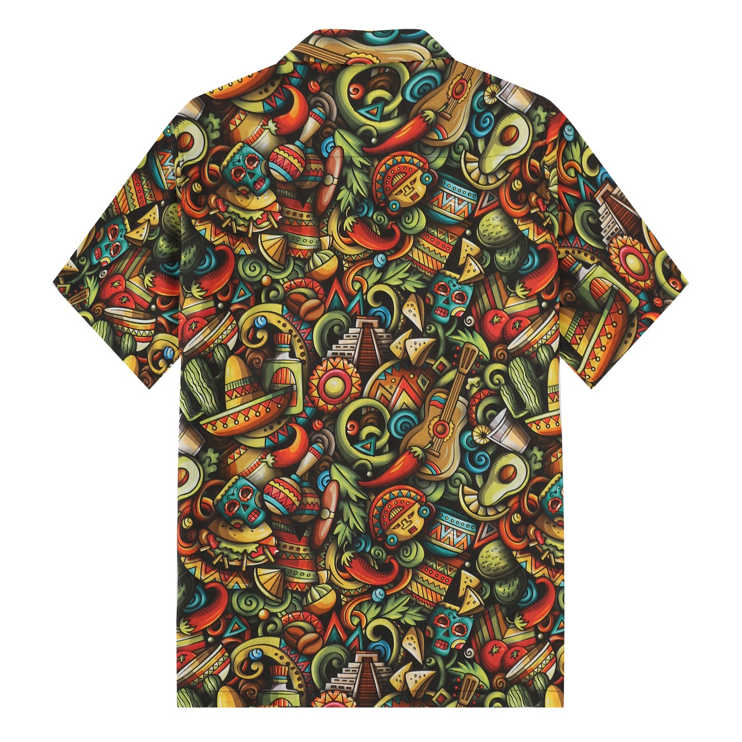 Latin American Theme Short Sleeve Camp Collar Shirt