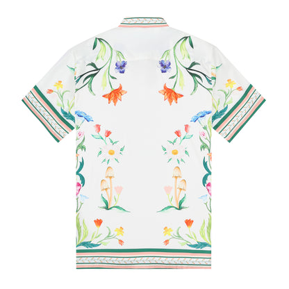 Green Floral Pattern Short Sleeve Casual Shirt for Men