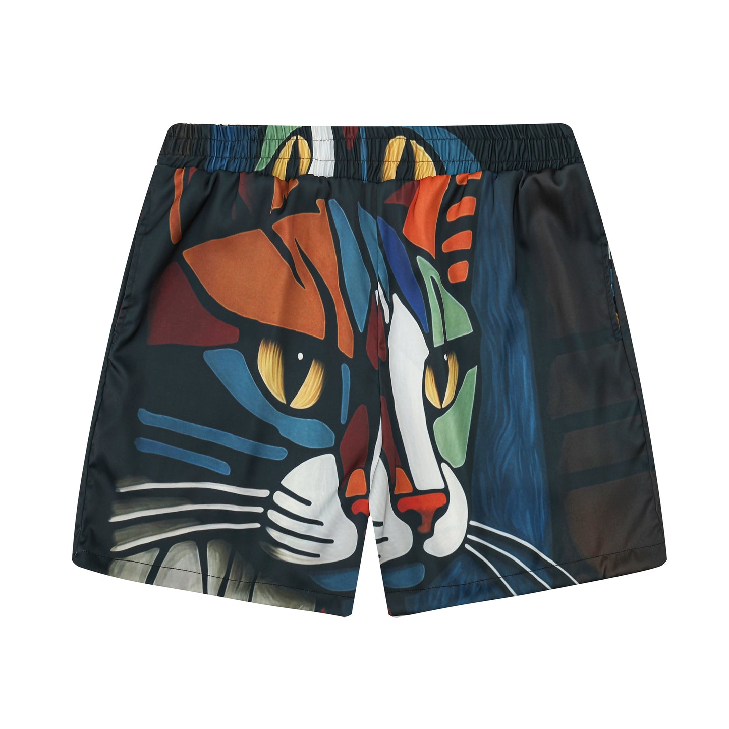 Cat  Print Elastic Waistband Casual Shorts