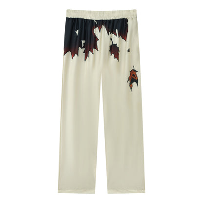 Halloween Pumpkin Ghost Print Casual Trousers With Elastic Waistband