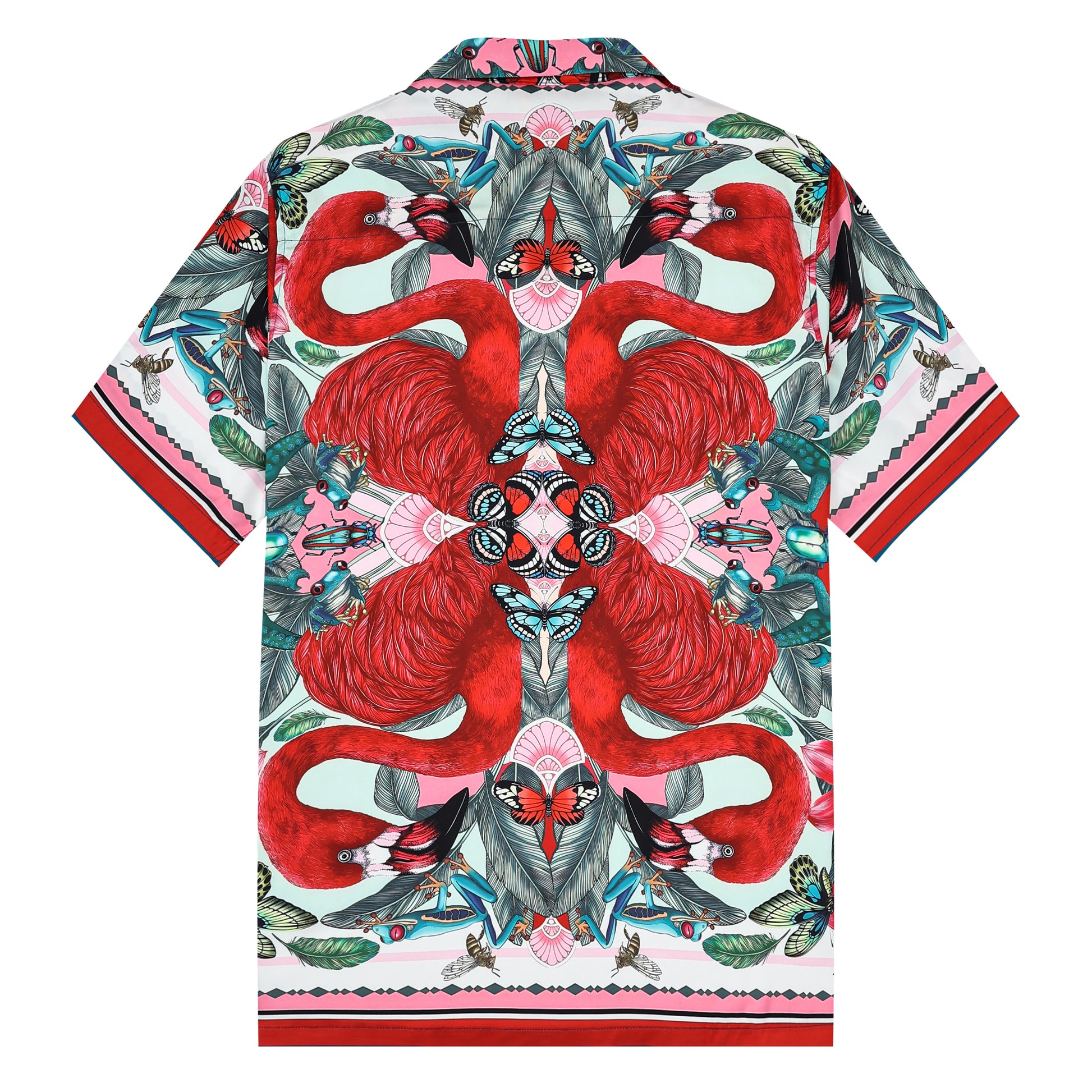 Animal Flamingo Pattern Camp Collar Casual Shirt Jonvidesign