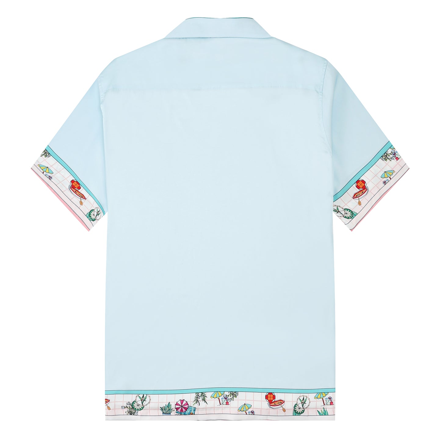 Light Blue Summer Beach Chair Short Sleeve Camp Collar Shirt