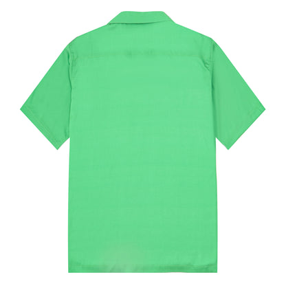 Green Mouse Print Camp Collar Short Sleeve Shirt For Men