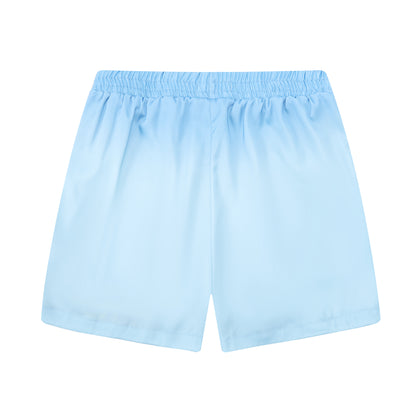 Modified Car Sky Blue Elastic Waistband Summer Casual Shorts