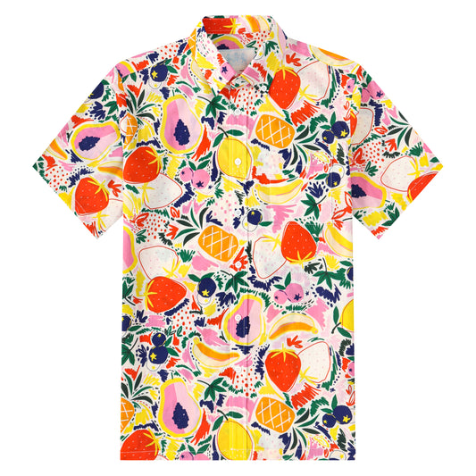 Fruit Pattern Button Short Sleeve Shirt