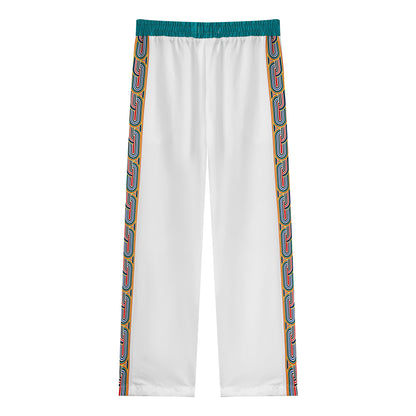 Greek Holy Fire Roman Column Print Casual Trousers With Elastic Waistband