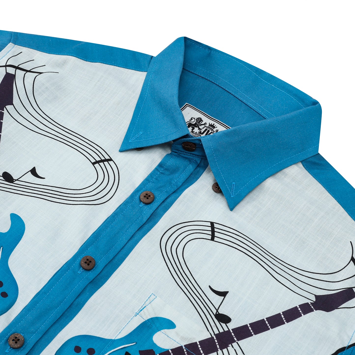 Guitar Pattern Cowboy Outfit Short Sleeve Shirt for Men