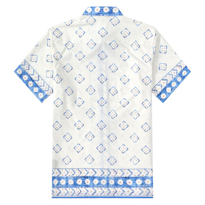 Square Pattern Button Short Sleeve Shirt