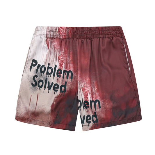 Problem Solved Bloody Elastic Waistband Casual Shorts