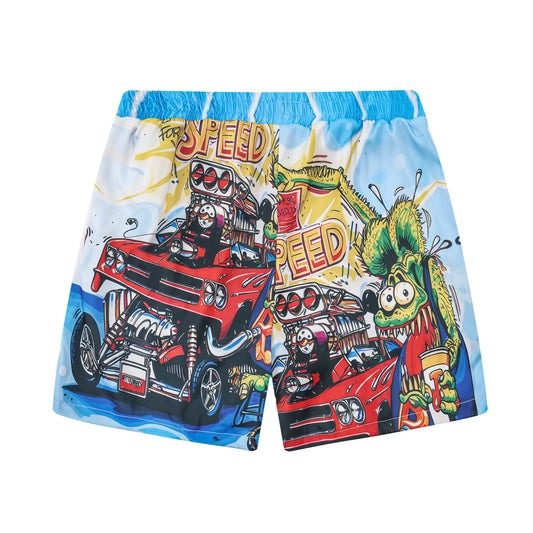 The Blue Mouse Print Elastic Waistband Summer Casual Shorts