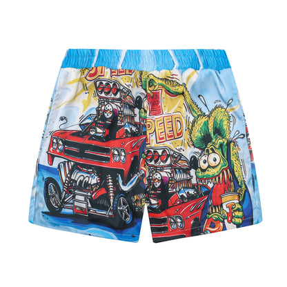 The Blue Mouse Print Elastic Waistband Summer Casual Shorts