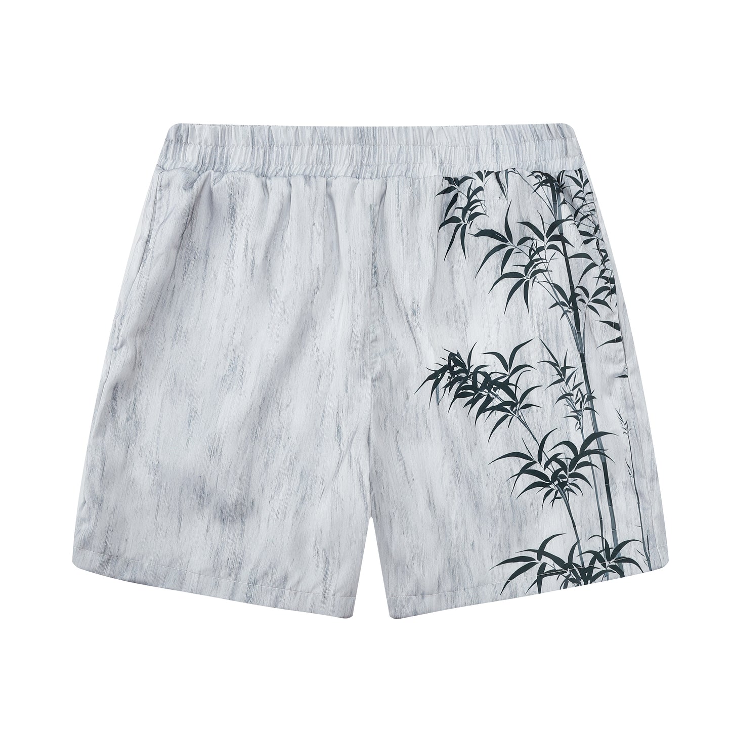 Bamboo Print Design Elastic Waistband Summer Casual Shorts