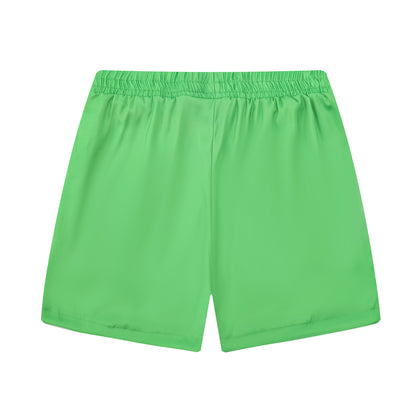 Green Mouse Print Elastic Waistband Summer Casual Shorts