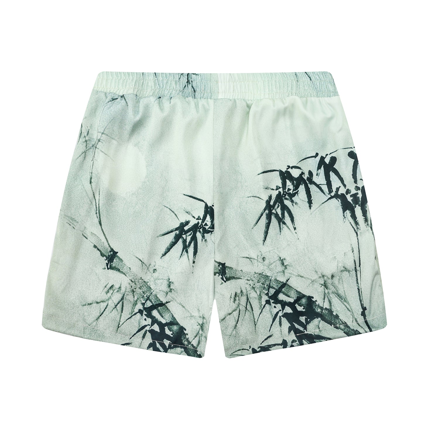 Retro Bamboo Print Design Elastic Waistband Summer Casual Shorts