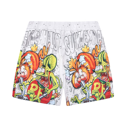 Funny Mouse Print Elastic Waistband Summer Casual Shorts