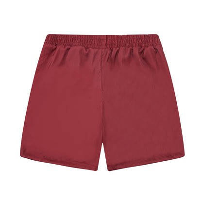 Dark Red Mouse Print Elastic Waistband Summer Casual Shorts