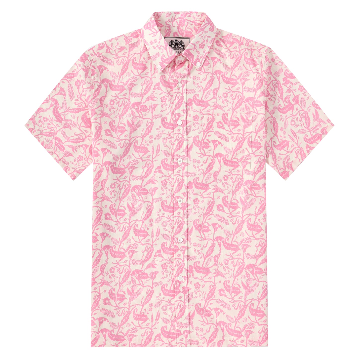 Pink Paisley Pattern Button Short Sleeve Shirt